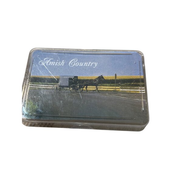 Amish Country Playing Cards With Scenic Horse & Buggy Design Plastic Case - Picture 1 of 3